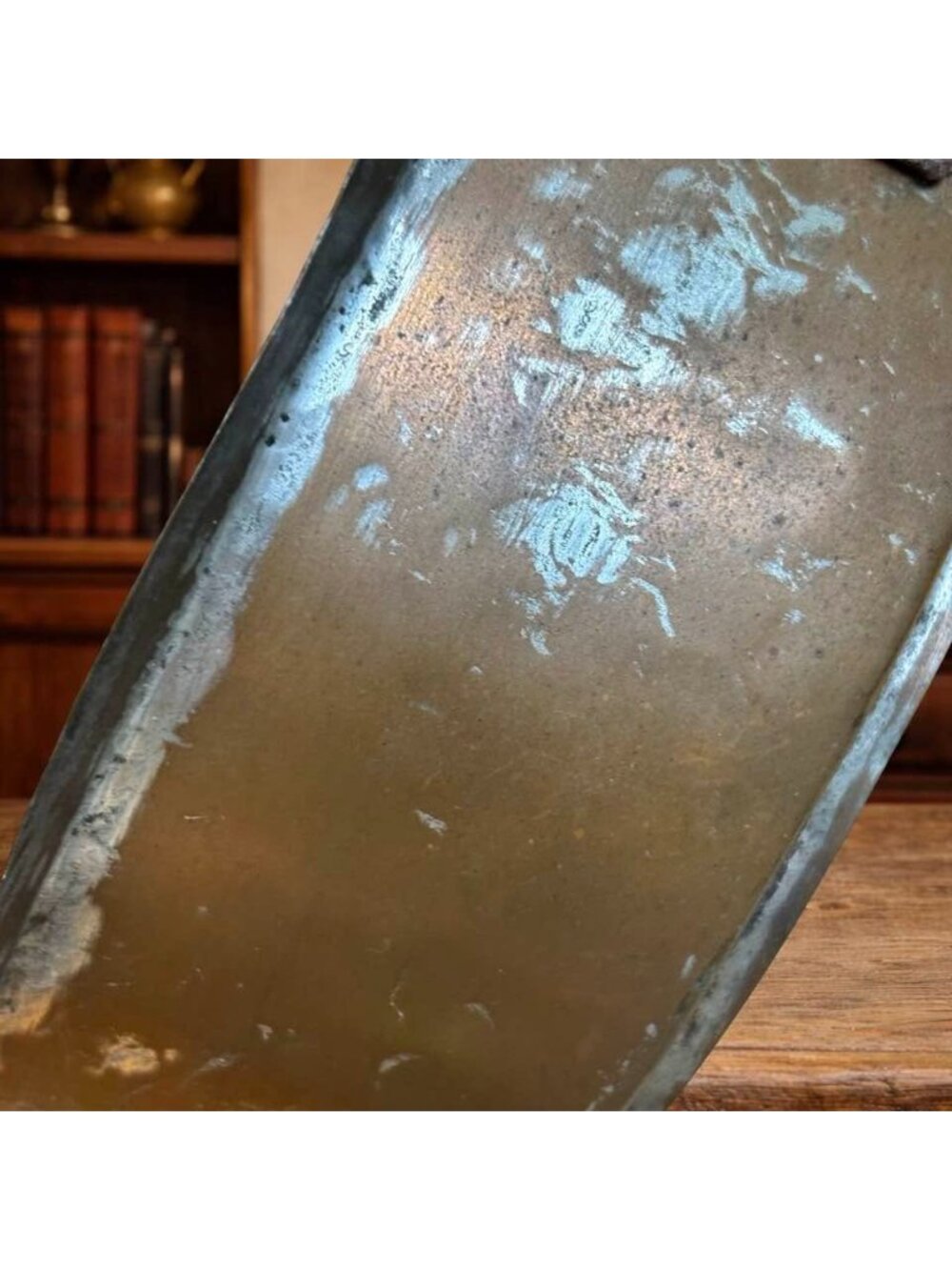 Antique Copper Pan with Forged Iron Handle – Primitive Farmhouse Kitchen Decor - Picture 9 of 11